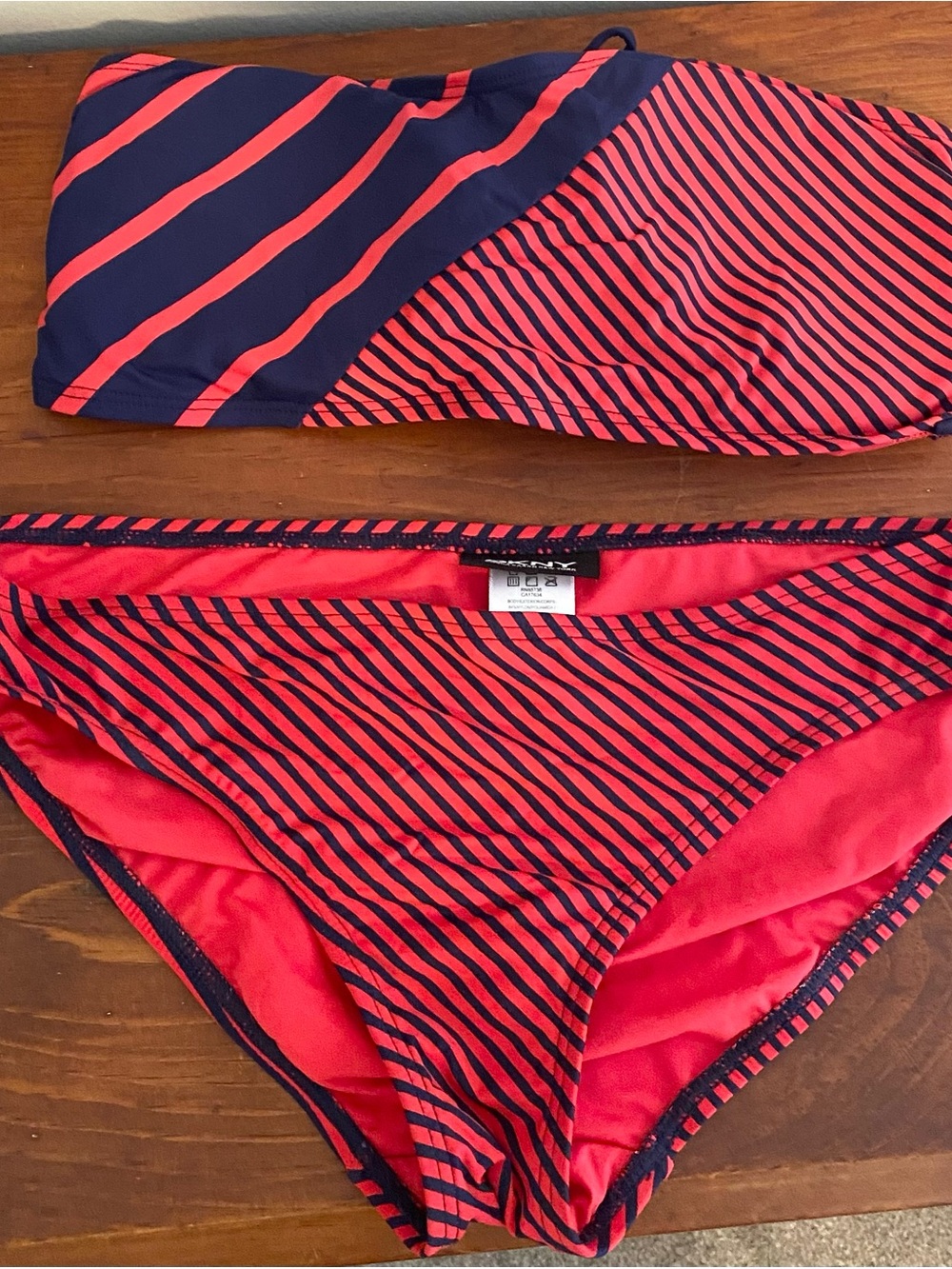 DKNY Red and Navy Striped 2 Piece Women’s Swimsuit